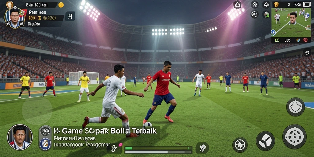 Tampilan gameplay menegangkan dalam 73K saat pertandingan sepak bola.
