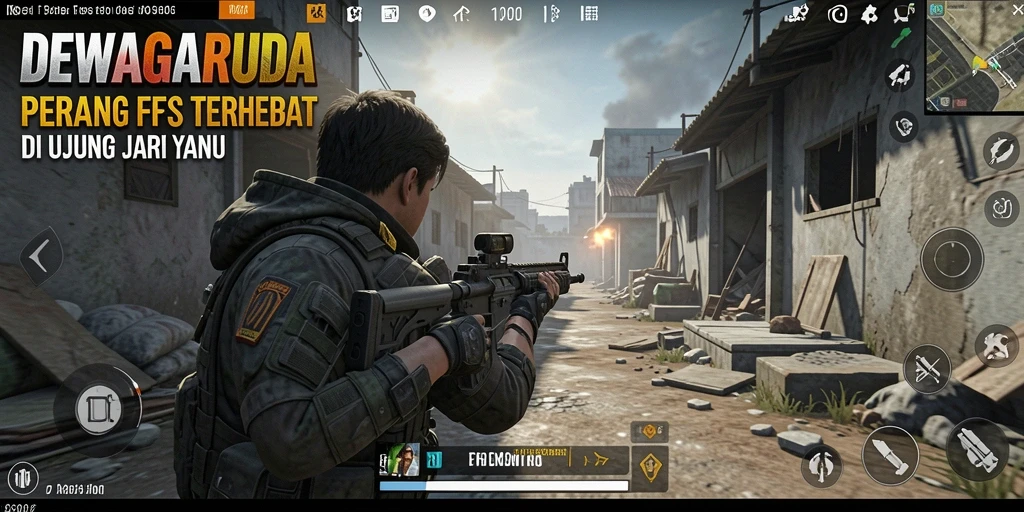 Tampilan gameplay intens dari DEWAGARUDA dengan aksi FPS luar biasa.