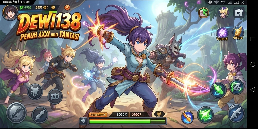 Tangkapan layar DEWI138 menampilkan pertarungan karakter anime yang epik.