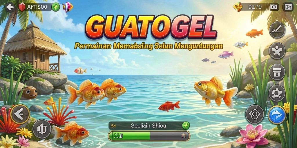 Screenshot gameplay GUATOGEL menunjukkan aksi memancing seru dan grafis menakjubkan.