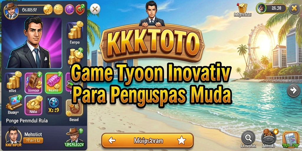 Tangkapan layar menampilkan momen seru dalam bermain KPKTOTO sebagai pengusaha sukses.