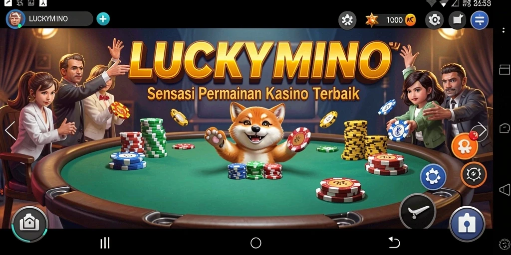 Tampilan menarik dari gameplay Kasino di LUCKYMINO.
