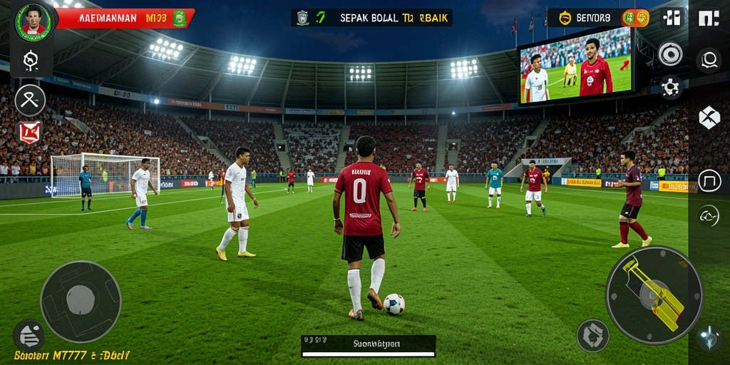 Gameplay seru MT777 dengan aksi sepak bola intens.
