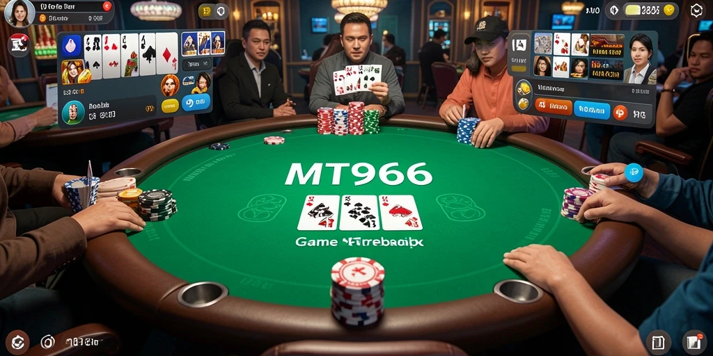 Screenshot gameplay menarik dari MT966 yang menunjukkan aksi Poker seru.