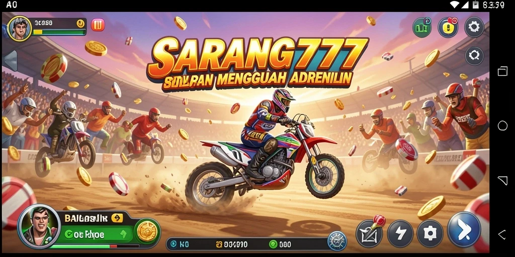 Tangkapan layar menunjukkan aksi mendebarkan dari gameplay Racing SARANG777.