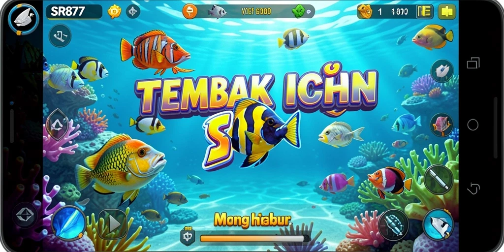 Tampilan gameplay SR877 saat menembak ikan dengan efek visual yang menakjubkan.